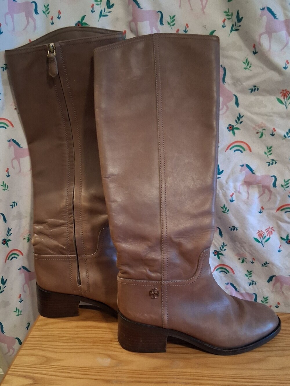 Tory Burch Fulton Grey Leather Over-the-Knee Equestrian Western Riding Boot SZ 8